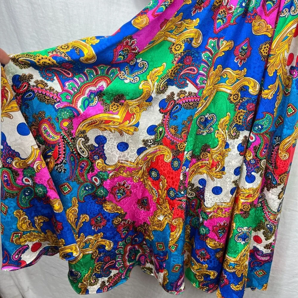 Vintage Diane Freis 100% Silk Maxi Dress Womens M Paisley Deadstock Avant Garde - Picture 6 of 15
